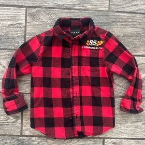 Disney Disneyland Cars Lightning McQueen Pixar Plaid flannel Shirt ⭐️